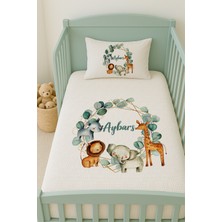 Lilabio %100 Pamuk Isme Özel Isimli 100X150 cm Pike Seti Yeşil Safari