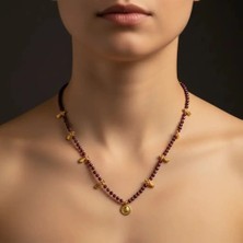 G&A Jewels El Yapımı Garnet (Lal Taşı) Kolye - 925 Ayar Gümüş Altın Kaplama Charm'lar
