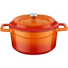 Aesco Metal Döküm Yuvarlak Tencere, 20 Cm, Turuncu