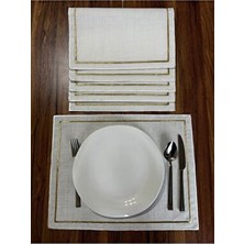 Nurhan Home Collection 6 Adet Gold Renkli Çift Sıra Nakışlı Amerikan Servis