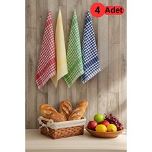 Mislina Home Pötikareli 4'lü Alman Servis Peçetesi Mutfak Havlusu Beslenme Örtüsü Kurulama Bezi Renkli 47X67CM