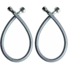 Aesco 2 Adet 3/8 Dişi Çelik Klozet Bağlantı Hortumu Spirali 80 cm