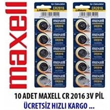 Maxell 10 Adet x CR2016 3V Pil , DL2016 3 Volt Lityum Pil , CR2016 3VOLT Lıthuım Pil