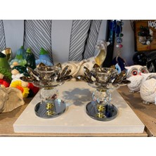 Atak Hediyelik Dekoratif Kristal Nilüfer 2'li Mumluk Şamdan