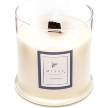 Aesco Büyük Üfleme Cam Ahşap Fitilli Sandal Vegan Mum (380 Gr)