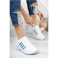Infinite8 Infinite Kadın Erkek Günlük Genç Sneaker, Ortopedikyürüyüş Ayakkabısı Beyaz Mavi