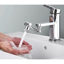 Aesco Monte Lua 2 Fonksiyonlu Evrensel Musluk Ucu Filtre Musluk Başlığı, 1080° Çok Fonksiyonlu Döner Musluk Püskürtme Regülatörü, 2 Püskürtme Fonksiyonu ve 1 Ek Su Başlığı, Mutfak Için Musluk Uzatmaları