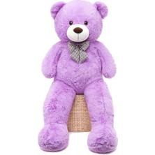 Aesco Peluş Ayı 120 cm Papyonlu Sevimli Ayı - Sevgiliye En Özel Hediye Mor