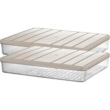 Aesco - Nora 2'li 2.5 Litre Büyük Boy Ekru Saklama Kabı