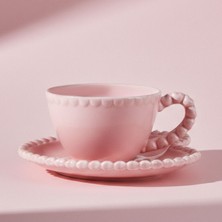 Karaca Pink Love Porselen Kahve Fincanı ve Tabağı Pembe 100 ml