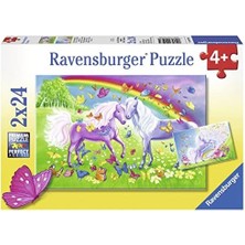 Aesco Puzzle 2X24 Parça Gökkuşağı Atları Renkli 3+