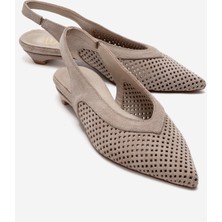 Luvi Lıeve Bej Süet Hakiki Deri Kadın Alçak Topuklu Ayakkabı