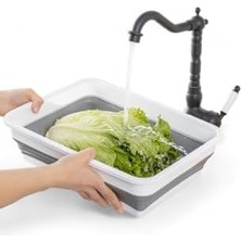 Aesco Katlanabilir Dikdörtgen Bulaşık Sepeti, 4 Litre Çok Amaçlı Katlanabilir Dikdörtgen Sepet, Katlanır Bulaşık ve Çamaşır Sepeti 20CM*27CM*8CM