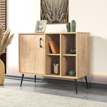 EVMO Home 4108 Şile Metal Ayaklı Metal Kulplu 100 cm Konsol - Tv Ünitesi - Yemek Odası - K