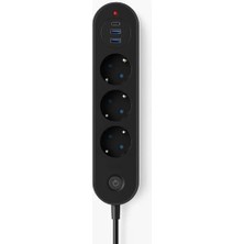 Aesco Smayling 3’lü Priz | 2 Usb-A + 1 Usb-C | Termal Akım Korumalı, 2500W Güç, Aç/kapa Anahtarlı, Dayanıklı