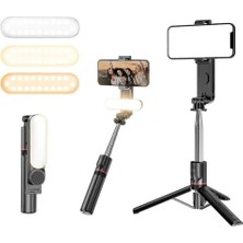 Aesco LED Işıklı Selfie Çubuğu & – 111 cm Uzatılabilir, 360° Döner Telefon Tutucu, Çıkarılabilir Bluetooth Kumanda, 3 Renk Modu & 9 Parlaklık Seviyesi, ve ile Uyumlu