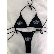 Punix Punıx Özel Seri  Silver Bratz Dijital Baskılı Brazilyan Seksi Beach Club Kadın Bikini Takımı