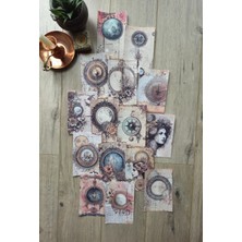 Kolbi Craft 15 Adet Eskitme Gazete Ay Pusula Temalı Scrapbook Kağıt Seti Bullet Journal Dekupaj Kağıdı