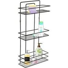 Aesco Banyo Aksesuar Seti 4 Lü Siyah, Ömür Boyu Paslanmaz Düz Duş Rafı Şampuanlık Siyah Tş-03