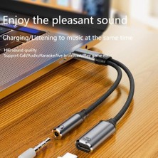 Aesco Type C To 2in1 3.5mm & Type-C Çevirici Dönüştürücü Kulaklık ve Hızlı Şarj