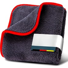 Aesco 50X70 cm Mikrofiber Oto Araba Yıkama Kurulama Havlusu, Orta Boy Çift Katlı Araç Kurutma ve Torpido Silme Bezi (Kırmızı-Gri)