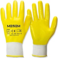 Aesco Orijinal EL160 Sarı Deri Iş Eldiveni, 12 Çift, Tam ve Yarım Koruma