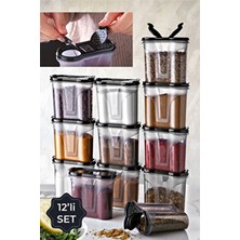 Vienev Duo 12LI Set Çift Kapaklı Baharatlık Siyah