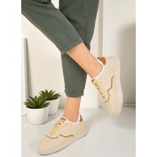 Infinite8 Kadın Krem Kahverengi Sneaker Spor Ayakkabı