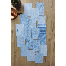 Kolbi Craft 18 Adet Soft Mavi Desen Temalı Scrapbook Kağıt Seti Bullet Journal Dekupaj Kağıdı