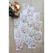 Kolbi Craft 15 Adet Eskitme Vintage Pembe Gül Temalı Scrapbook Kağıt Seti Bullet Journal Dekupaj Kağıdı