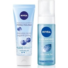 Aesco Pürüzsüzleştirici Organik Pirinç Nazik Yüz Peeleng 75ML ve Canlandırıcı Yüz Temizleme Köpüğü 1