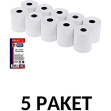 Kraf 5 Paket (50 Adet) Beyaz Termal Rulo Yazarkasa Pos Kağıdı 56MMX16M Ölçülerle
