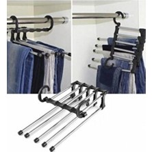 Cmt 5li Gümüş Pantolon Askısı Hareketli Dolap İçi Askı Sistemi Dayanıklı Malzeme ile