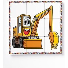 Aesco Manyetik Blok Çift Taraflı 9 Parçalı Mıknatıslı Kepçe - Forklift Puzzle - 2 Görsel Yapboz