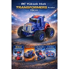 Trendzone Uzaktan Kumandalı Şarjlı Işıklı Yüksek Hızlı Robota Dönüşen Transformers Optimus Prime Araba 19CM