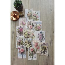 Kolbi Craft 15 Adet Vintage Gül Scrapbook Kağıt Seti Bullet Journal Dekupaj Kağıdı