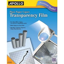 Aesco Apollo Fotokopi Makinesi Için Şeffaf Folyo, Şeffaf Üzerine Siyah, 100 Adet
