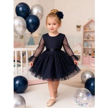 Lunas Tekstil Tokalı Puantyeli Kabarık Tüllü Elbise