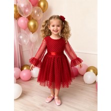 Lunas Tekstil Tokalı Puantyeli Kabarık Tüllü Elbise