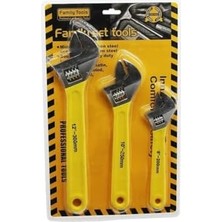 Aesco 3'lü Kurbağacık Anahtar Seti – Ayarlı Ingiliz Anahtarı Takımı (8''-200MM | 10''-250MM | 12''-300MM) – Paslanmaz Çelik, Ergonomik Kauçuk Saplı, Dayanıklı Uzun Ömürlü