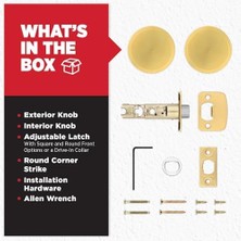 Aesco Pismo Iç Kapı Kolu, Kapı Kolu, Dolap ve Koridor Kapıları Için, Kilitlenmeyen Kapı Kolu, Saten Pirinç, Yuvarlak, Mikroban Korumalı