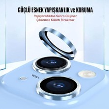 Aesco 15/15 Plus Kamera Lens Koruyucu Alüminyum Çerçeveli Tek Lens Temperli Cam, Ultra Ince Çizilmeye Dayanıklı Metal Lens Koruma, 15/15 Plus Kılıf Uyumlu Kamera Koruyucu-Mavi