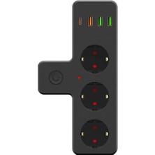 Aesco Sna Yeni Nesil 3'lü Duvar Priz Termal Akım Korumalı Priz 3 x Usb, 1 x Type-C 20W Pd Giriş Ofis Ev Okul