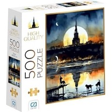 Aesco Gece 500 Parça 2,2mm Kalınlık 33X48CM Profesyonel Hobi Puzzle Yapboz Serisi