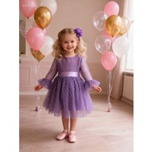 Lunas Tekstil Tokalı Puantyeli Kabarık Tüllü Elbise