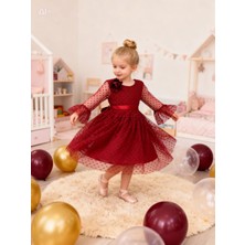 Lunas Tekstil Tokalı Puantyeli Kabarık Tüllü Elbise