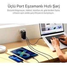 Aesco 140W Şarj Adaptör Telefon Laptop Destekli 3 Type-C + 1 USB 140W Gan Turbo Hızlı Şarj