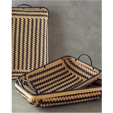 Aesco Bamboo Bambu Dekoratif Tepsi Natural-Siyah