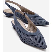 Luvi Lıeve Kot Mavi Süet Hakiki Deri Kadın Alçak Topuklu Ayakkabı