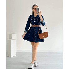 Kot Elbise Mini Kemerdetaylı